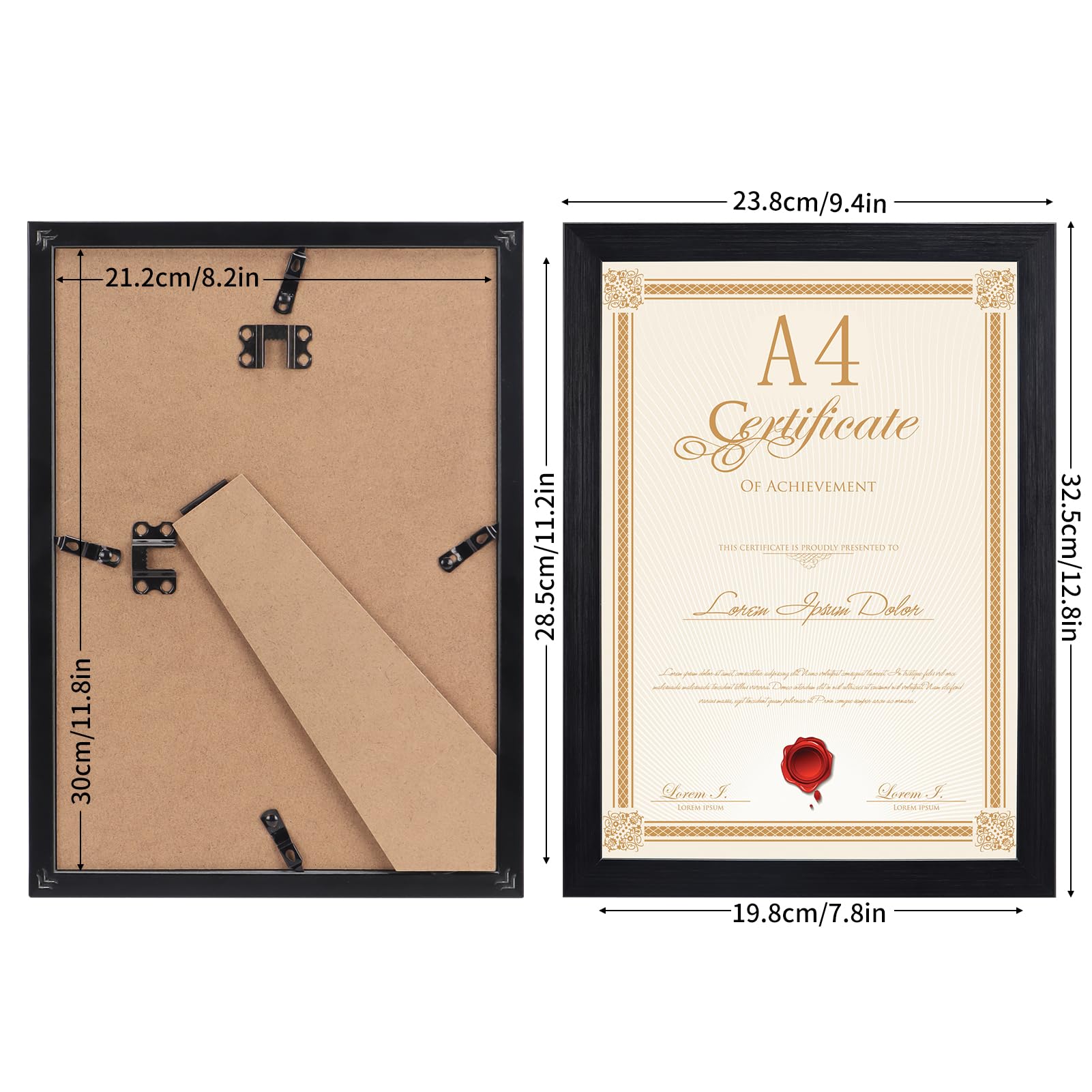 EXYGLO Zestaw 12 czarnych ramek A4, ramka na zdjęcia 21x29,7 cm do sypialni, biura, salonu, galerii i prezentu