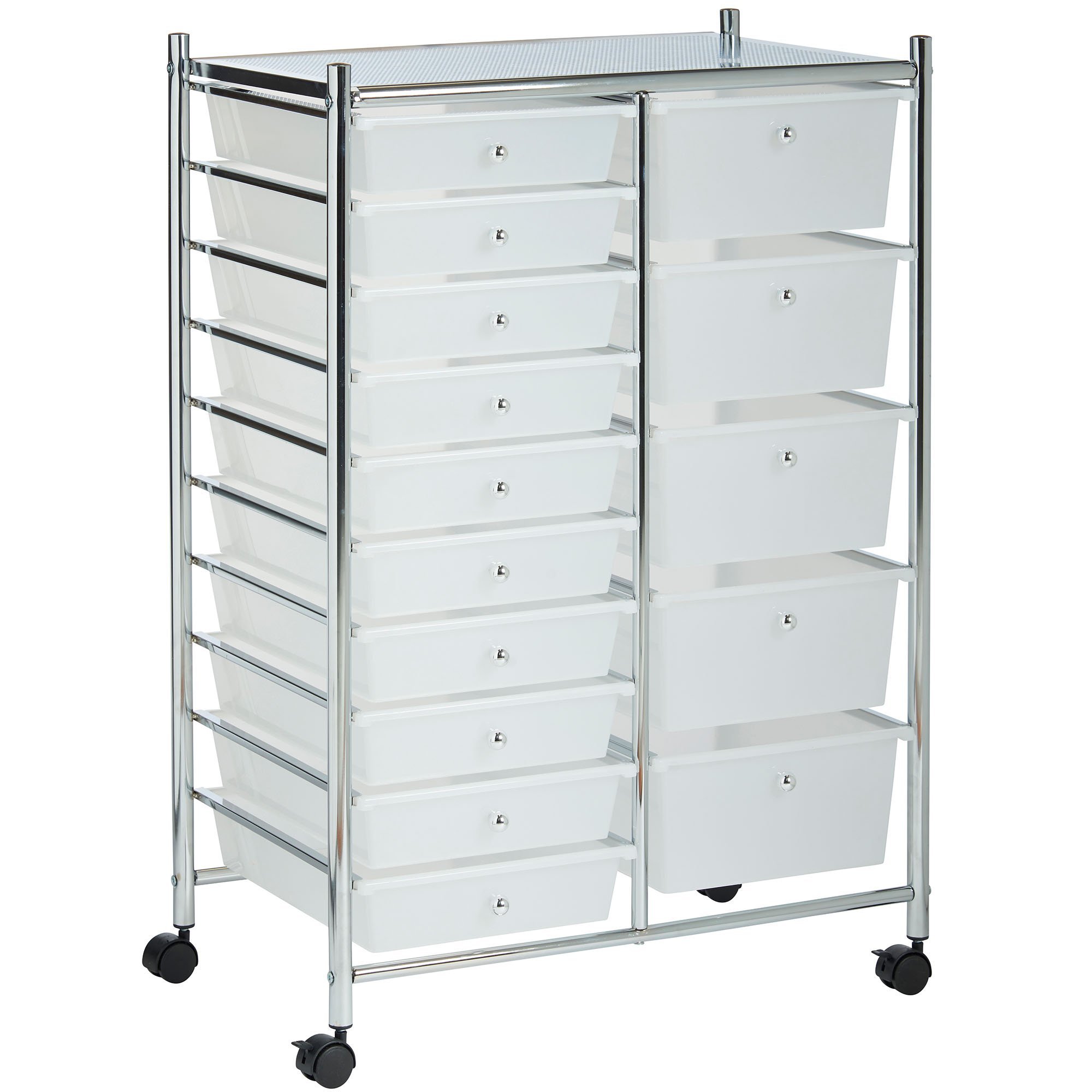 Buy VonHaus Storage Trolley, 15 Drawer White Wheeled Makeup Trolley