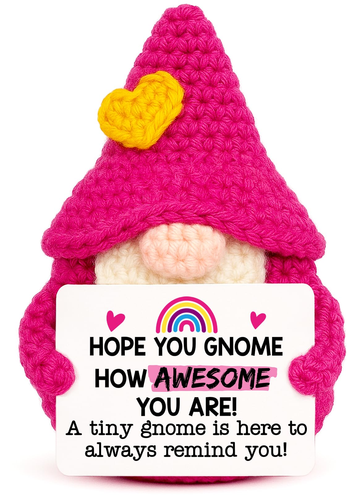 Inspirational Gifts for Women Girls - Funny Crochet Gnome Birthday Gift for Her College Friends Coworker Teen Girls Teacher, Stress Relief Cheer Motivational Positive Support Presents