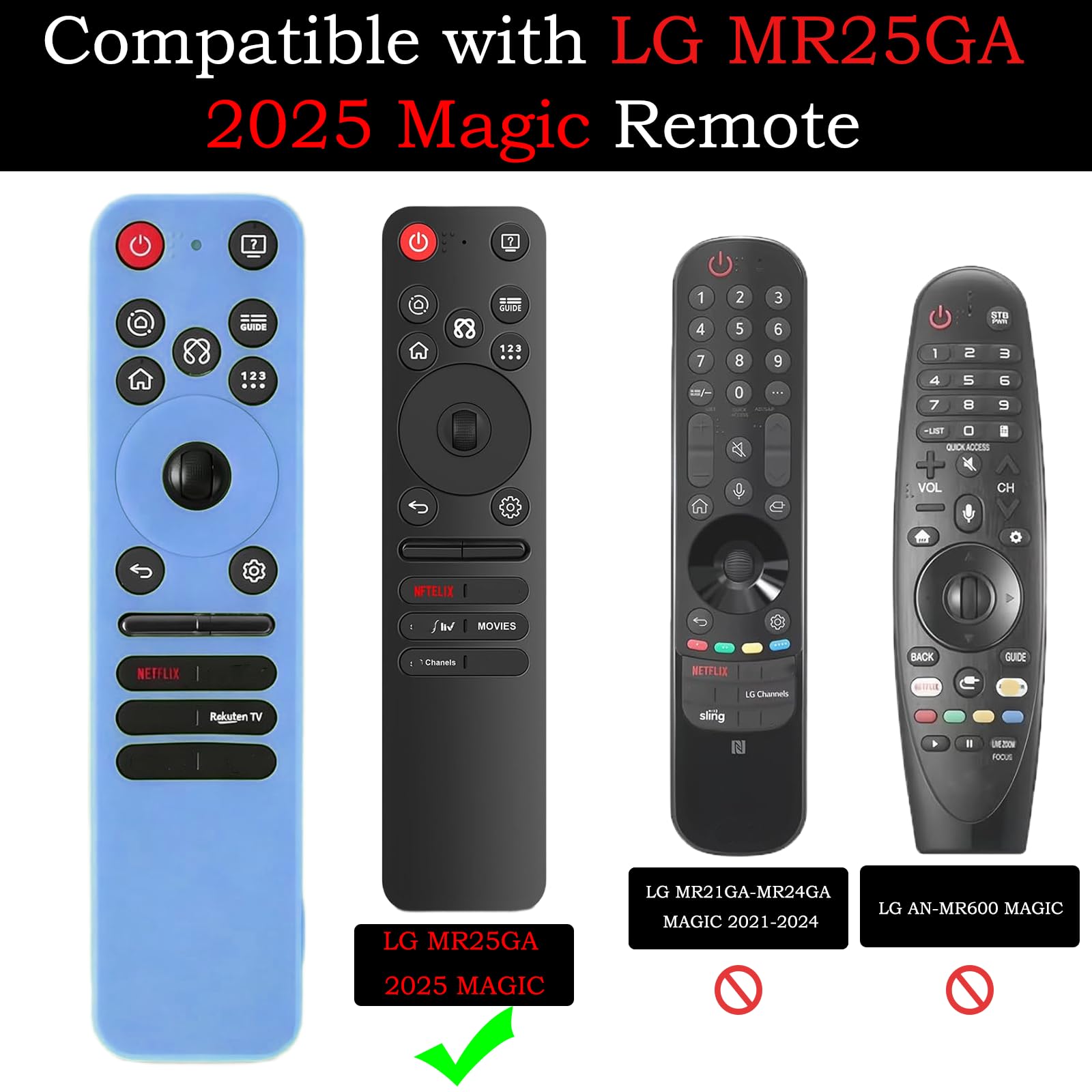 Gavyqier 1PC Silicone Protective Controller Sleeve Compatible with 2025 LG OLED TV Series,Remote Cover for LG MR25GA Magic Glow Blue - 2
