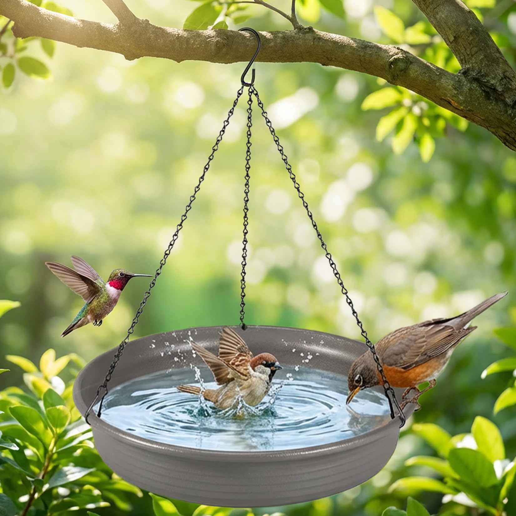 CARGEN Hanging Bird Bath Bird Feeder - 11.8inch Water Feeder Tray Outdoor