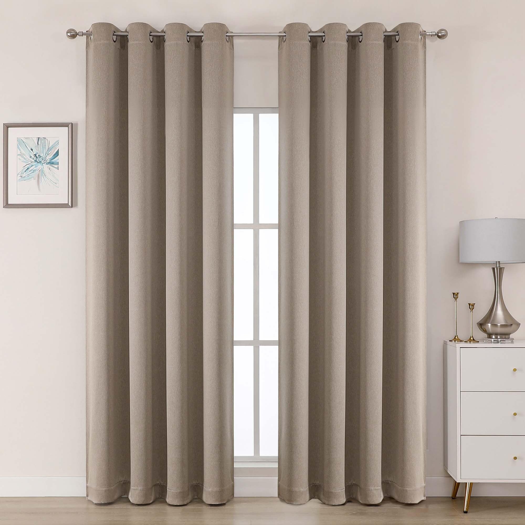 Photo 1 of OWENIE Blackout Curtains - 2 Panels, 40"W x 63"L, Stone