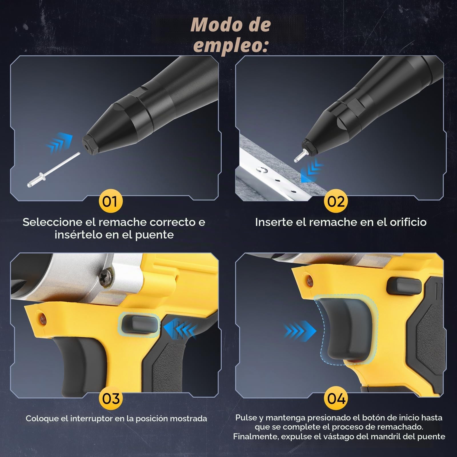 Pistola de remaches eléctrica Akku, compatible con Dewalt 20V (sin batería), pistola de remaches automáticos eléctricos con 40 remaches para remaches de 1/8 de pulgada, 5/32 de pulgada