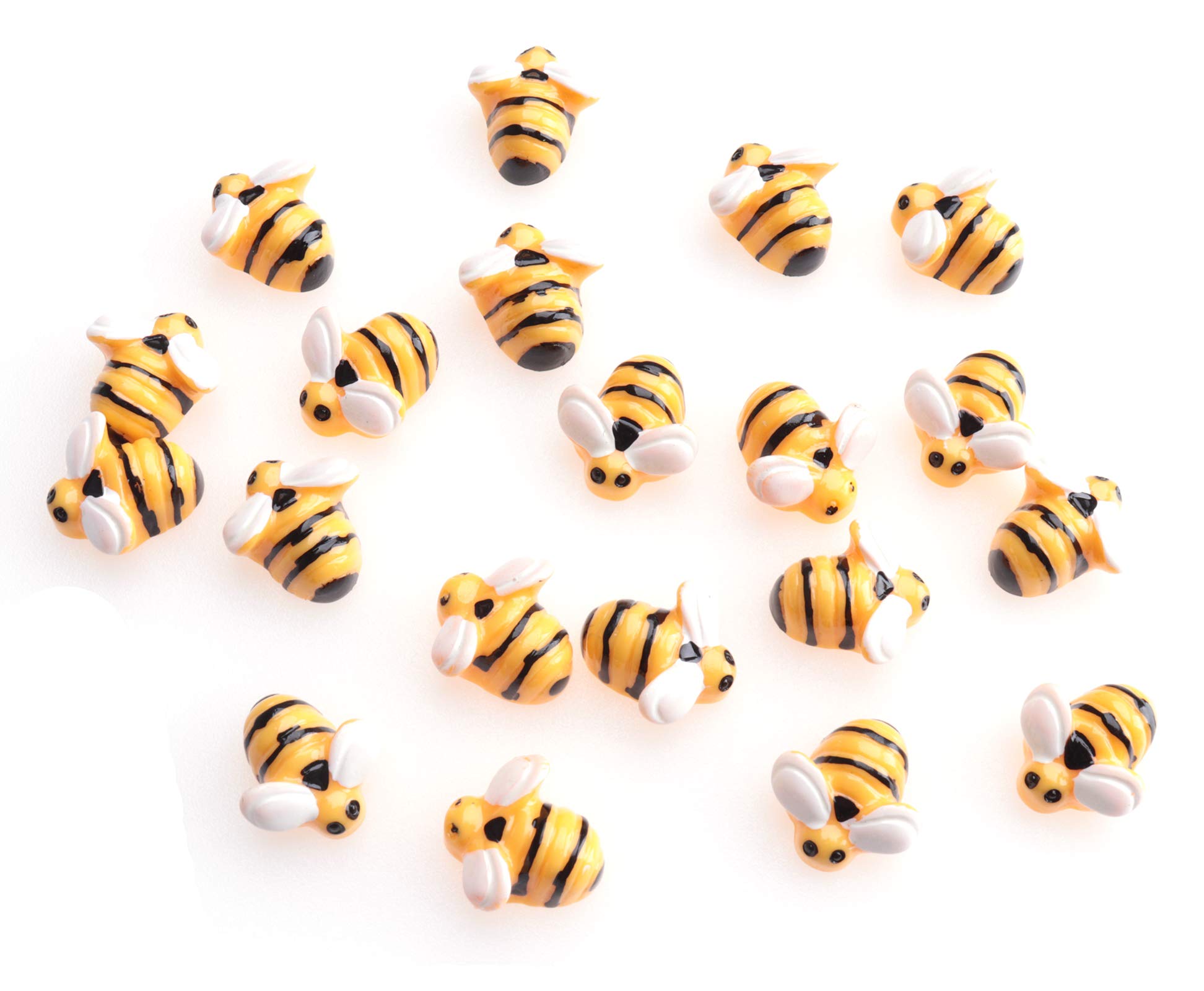 Sowaka 20 Pcs Mini Bee Ornaments Tiny Resin Flatback Embellishment Bumble Bee for Hair Clip DIY Craft Art Project Home Garden Decoration Supplies Jewelry Making Scrapbooking (Large)