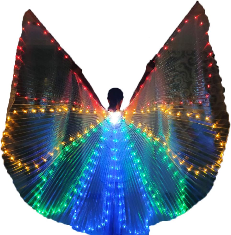 W WINTMINGWomen Christmas Costume LED Belly Dance Isis Wings Adult Glow Cape…