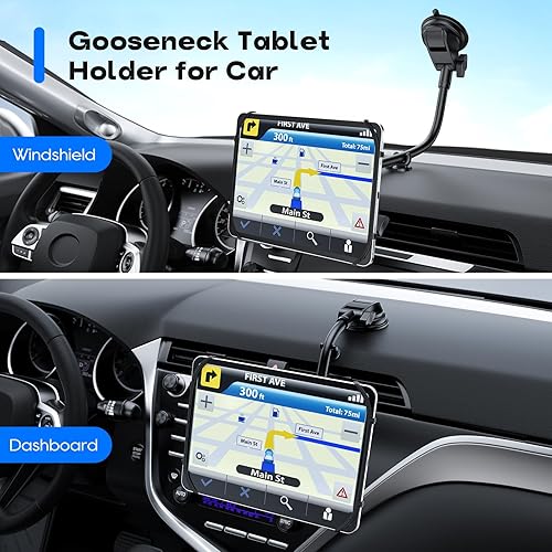 Miniatura 2 de Abemala Soporte para tablet de cuello de cisne para automóvil, soporte de ventosa de brazo largo de 15.17 pulgadas para parabrisas, almohadilla y