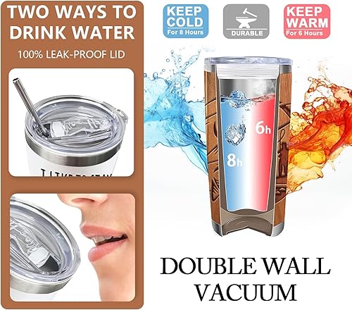 Miniatura 4 de Zzkol Regalos de pesca para hombres y abuelos, vaso con tapa y pajilla, regalos divertidos para amantes de la pesca, taza de café de viaje de acero