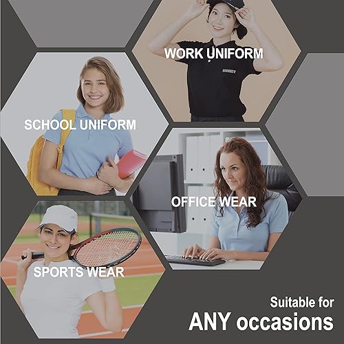 Miniatura 6 de FRESH TEE Polo de manga corta para mujer 100% algodón ajustado para mujer (Estados Unidos, Alpha, XL, regular, morado), Púrpura