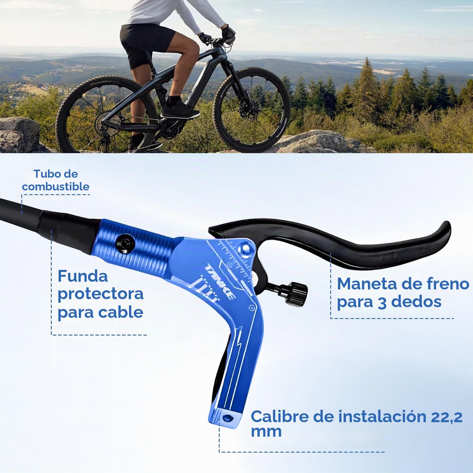 Buachois Juegos de Frenos de Disco de Bicicleta, Kit de Freno hidráulico de Bicicleta E con rotores de 160 mm, Frontal Izquierdo 89 cm y palancas de presión de presión de Aceite de 147 cm
