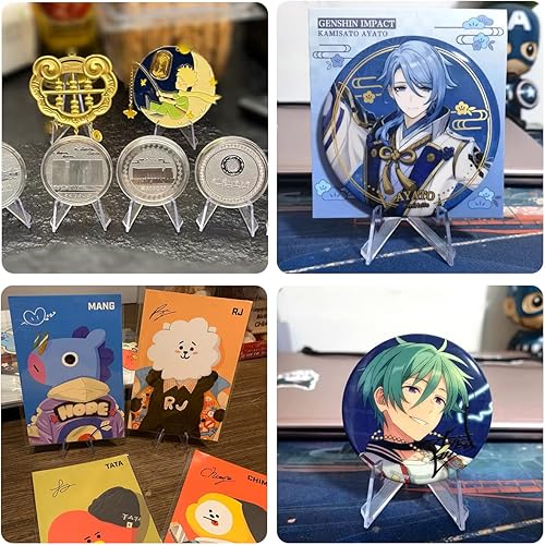 Miniatura 6 de yuntop Paquete de 20 soportes de caballete de acrílico para exhibir pequeñas obras de arte, monedas, relojes de bolsillo, medallas de desafío (2.12