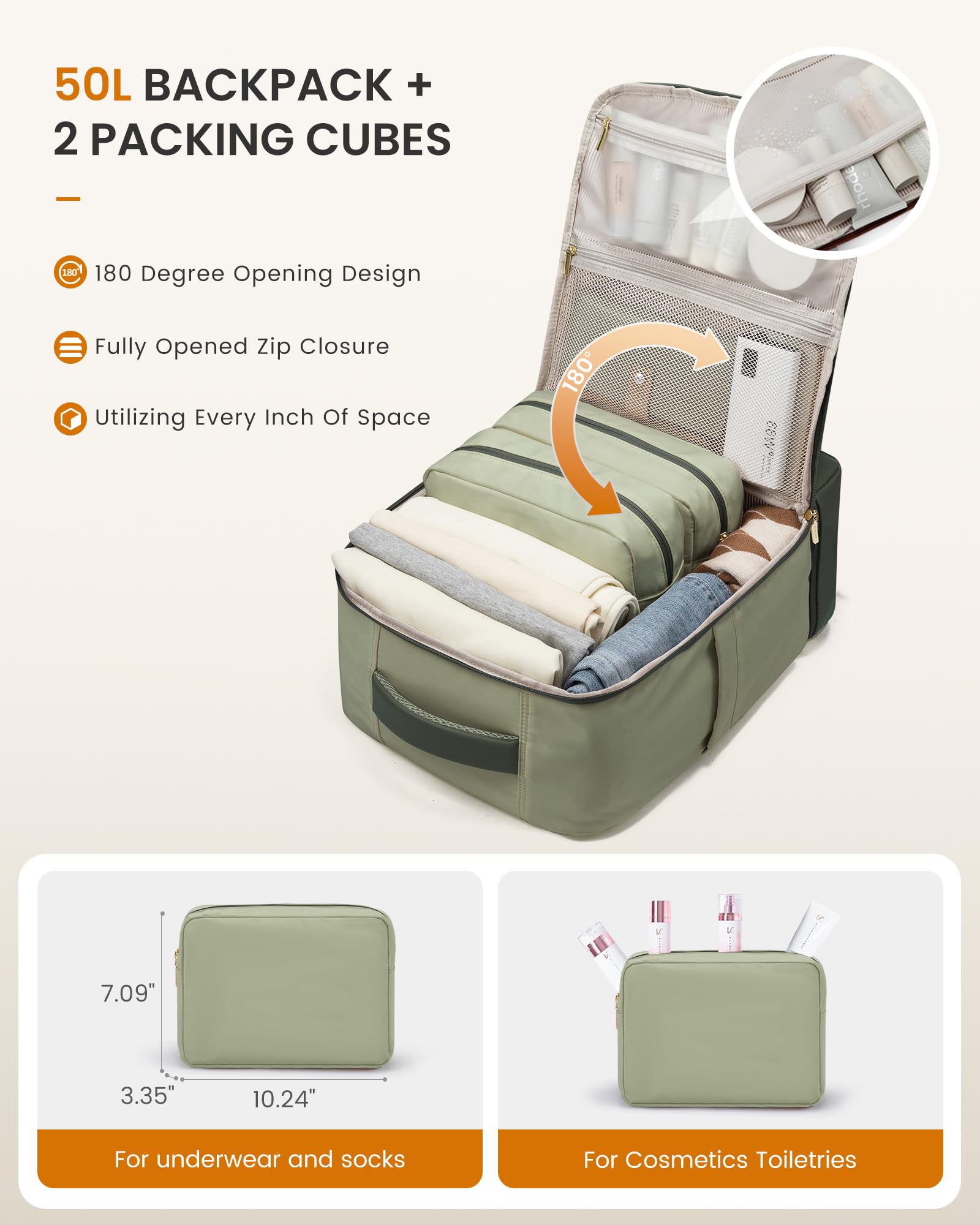 LOVEVOOK Sac à dos de voyage cabine avec compartiment à chaussures séparé, 40L pour femmes avec compartiment humide et sec, pour ordinateur portable de 17 pouces, bagage à main pour voyage.