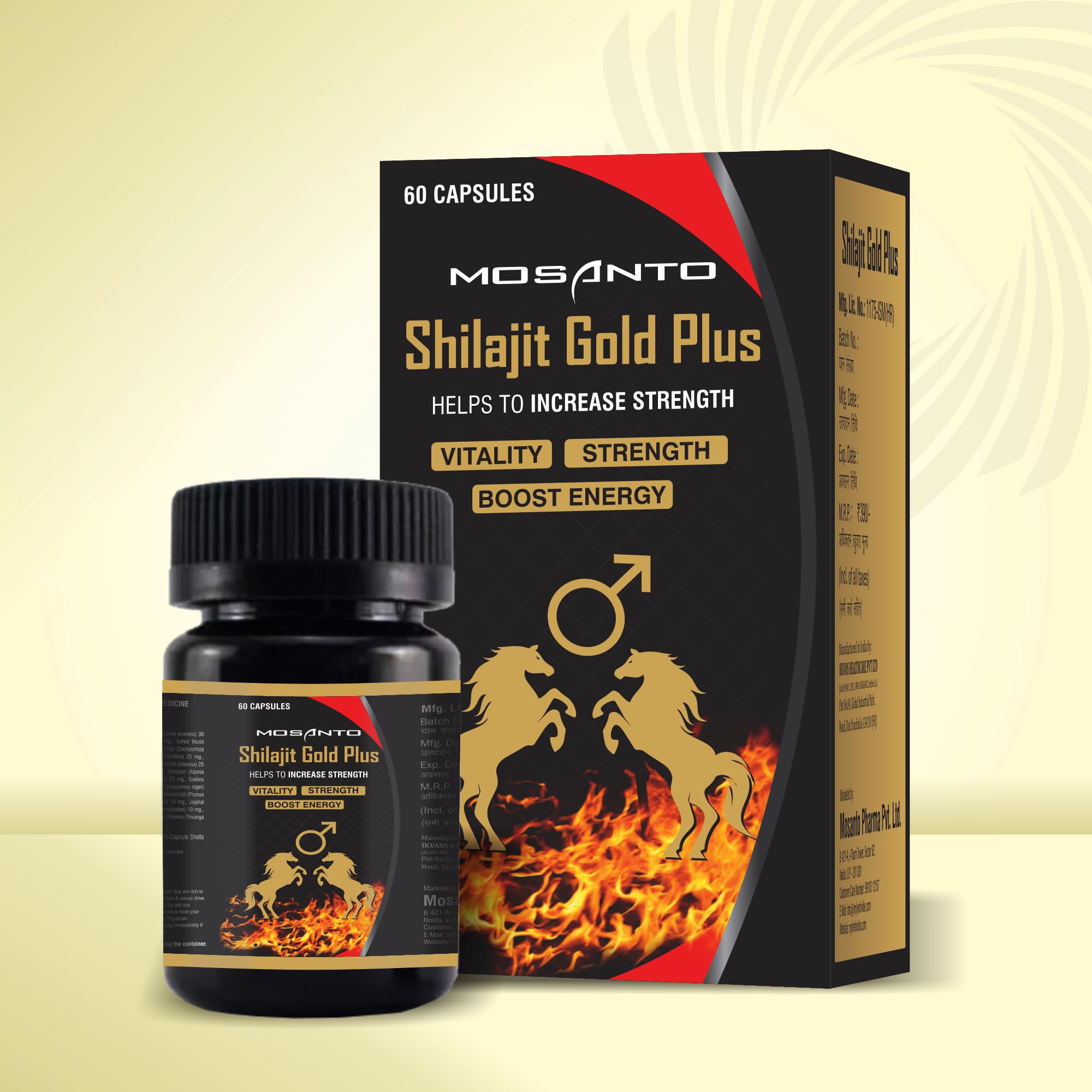 Mosanto Shilajit Gold Plus 60 Capsules I Increases Male Strength Power Stamin Time and Passion I Reliable Brand Excellent Price