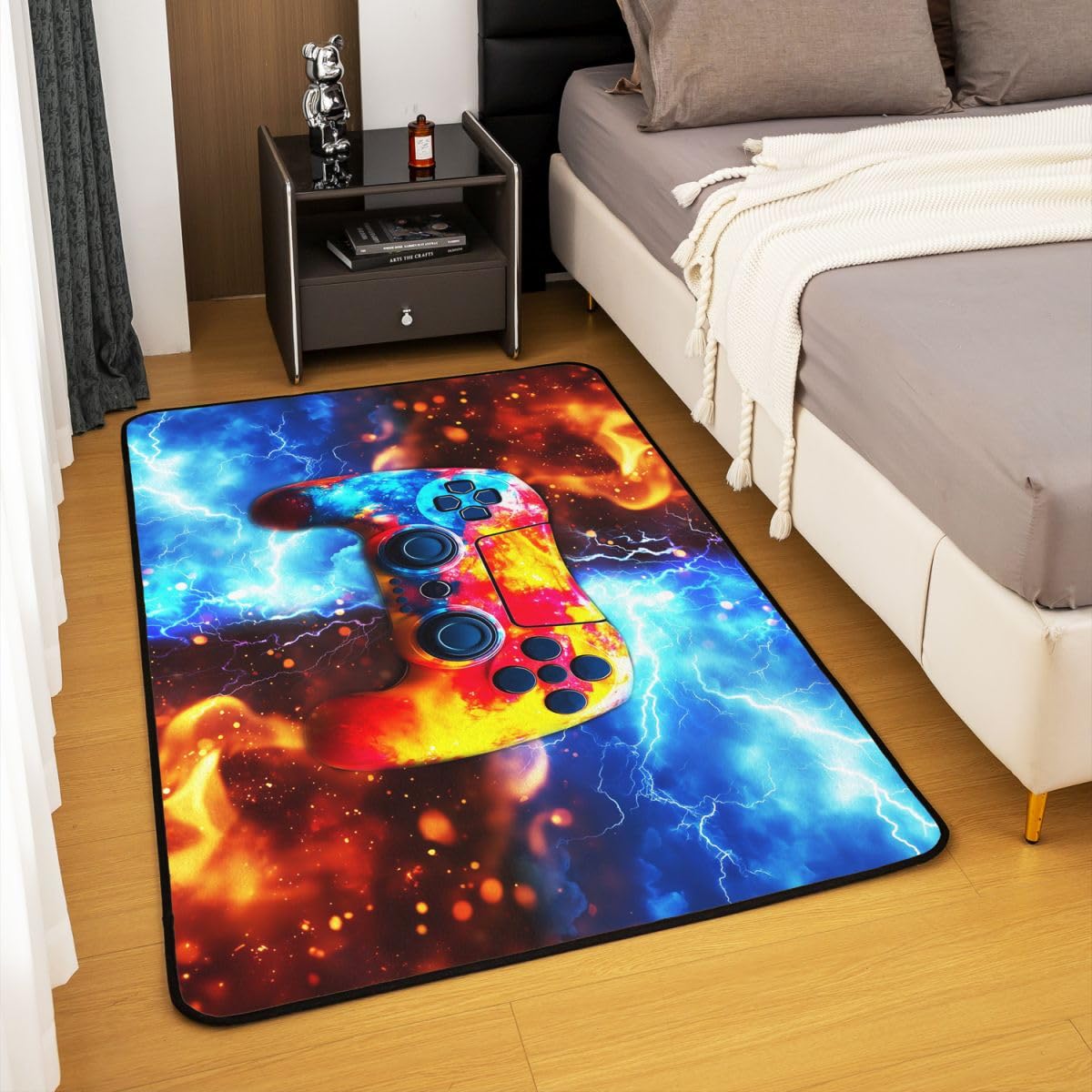 Tapis Salon 100x150cm Gamer Tapis Chambre Exterieur Intérieur Gaming Antidérapant Doux Décoration De Salle De Jeu pour Salon Et Chambre Gamepad Lavable Moderne Contrôleur Console Jeu