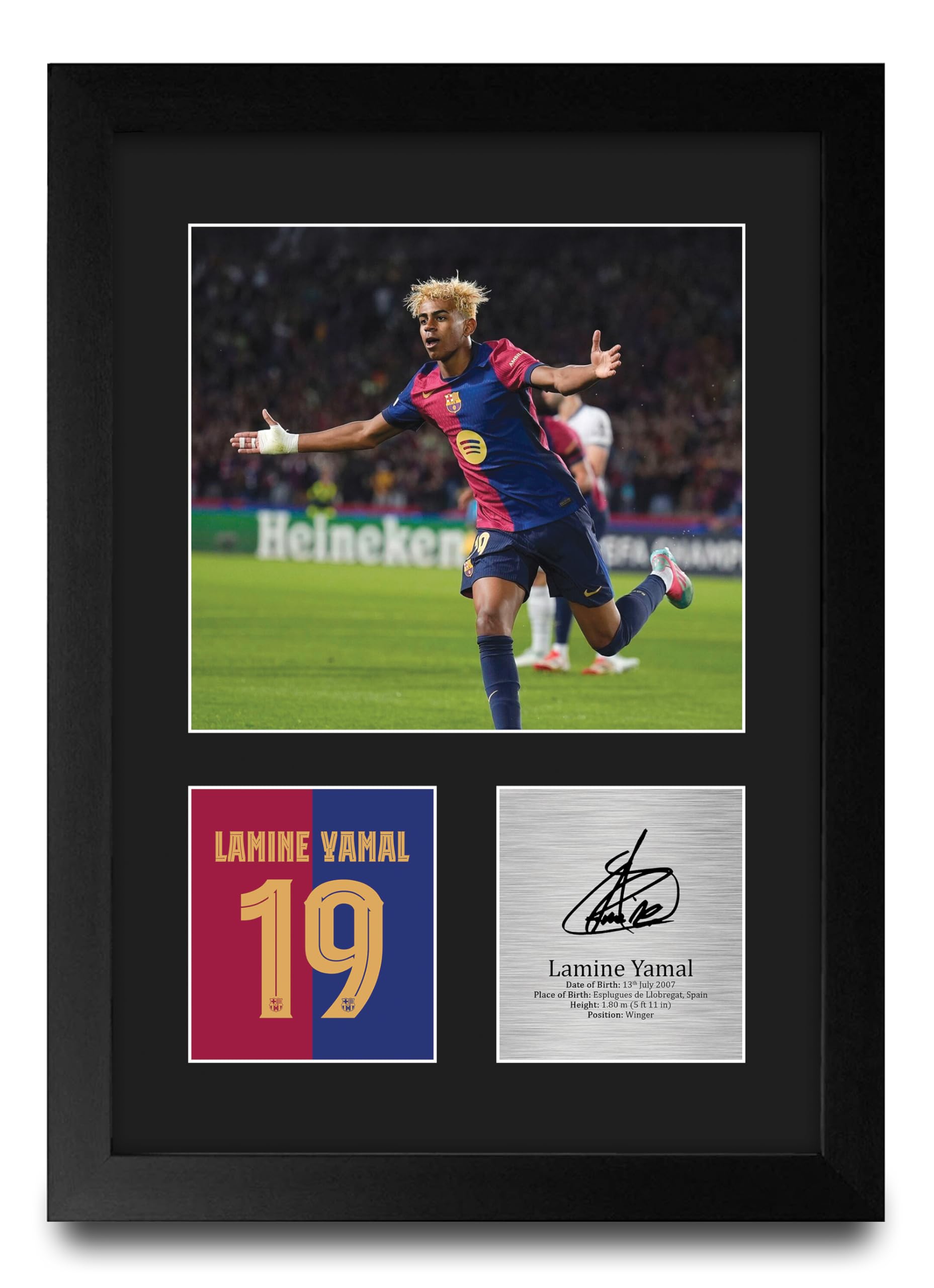 HWC Trading Lamine Yamal Barcelona Gifts Printed Signed Autograph Picture for Football Fans and Supporters - A4 Portrait Framed — image 1