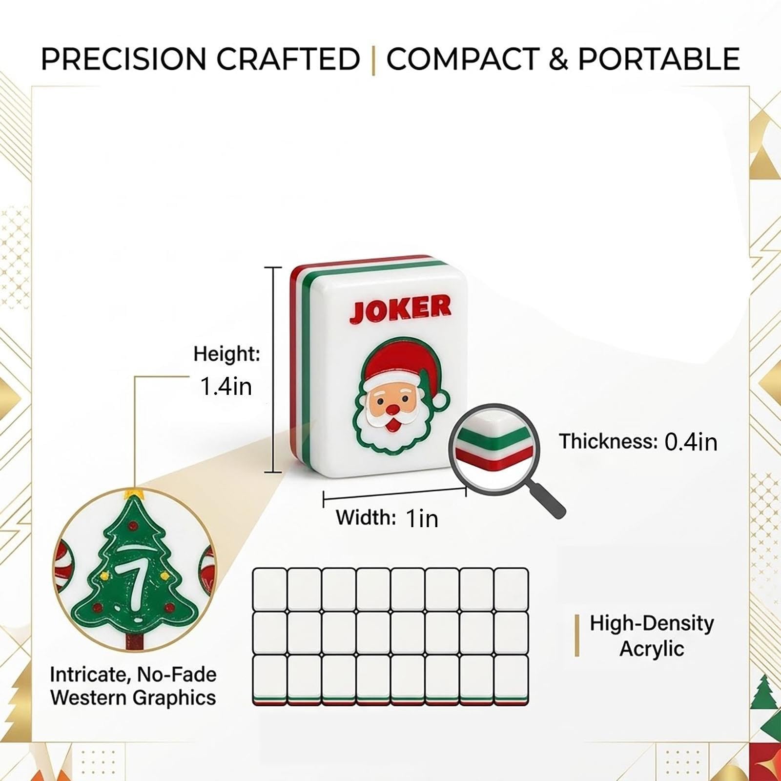 Christmas American Mahjong Set, 160 Acrylic Deep Engraved Majiang