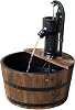 Outsunny Wooden Barrel Water Fountain Outdoor Garden Decorative Water Feature wElectric Pump