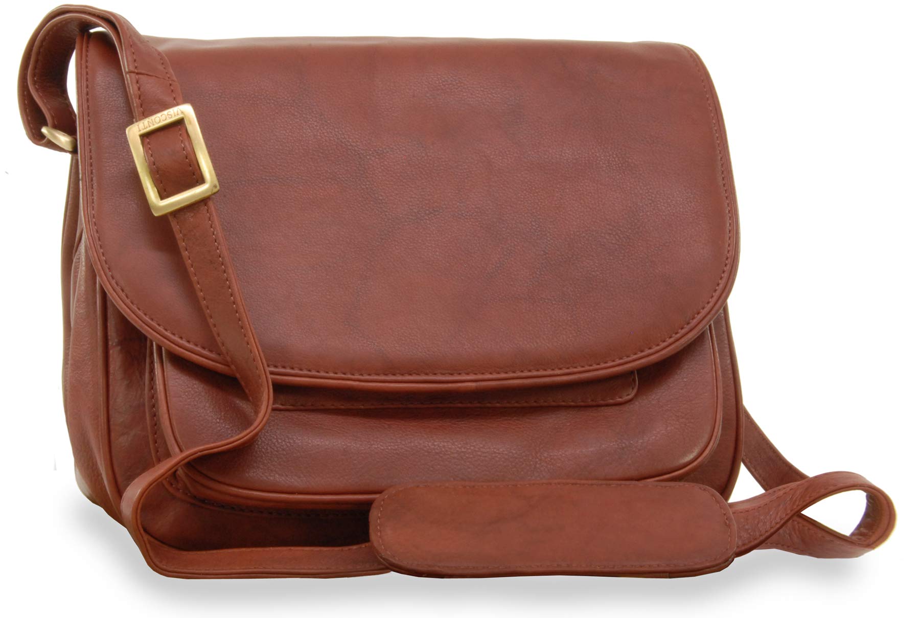 VISCONTI - Bolso Bandolera de Piel para Mujer - Bolso Cruzado Mediano con Multibolsillos - Crossbody Bag con Correa Ajustable - Atlantic 2195