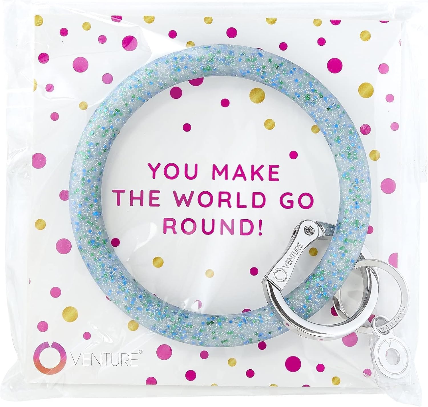 Oventure, The Original Bracelet Keychain, Silicone Big O Key Ring, Limited Edition Confetti Gift Package (Blue Frost Confetti) - Image 2
