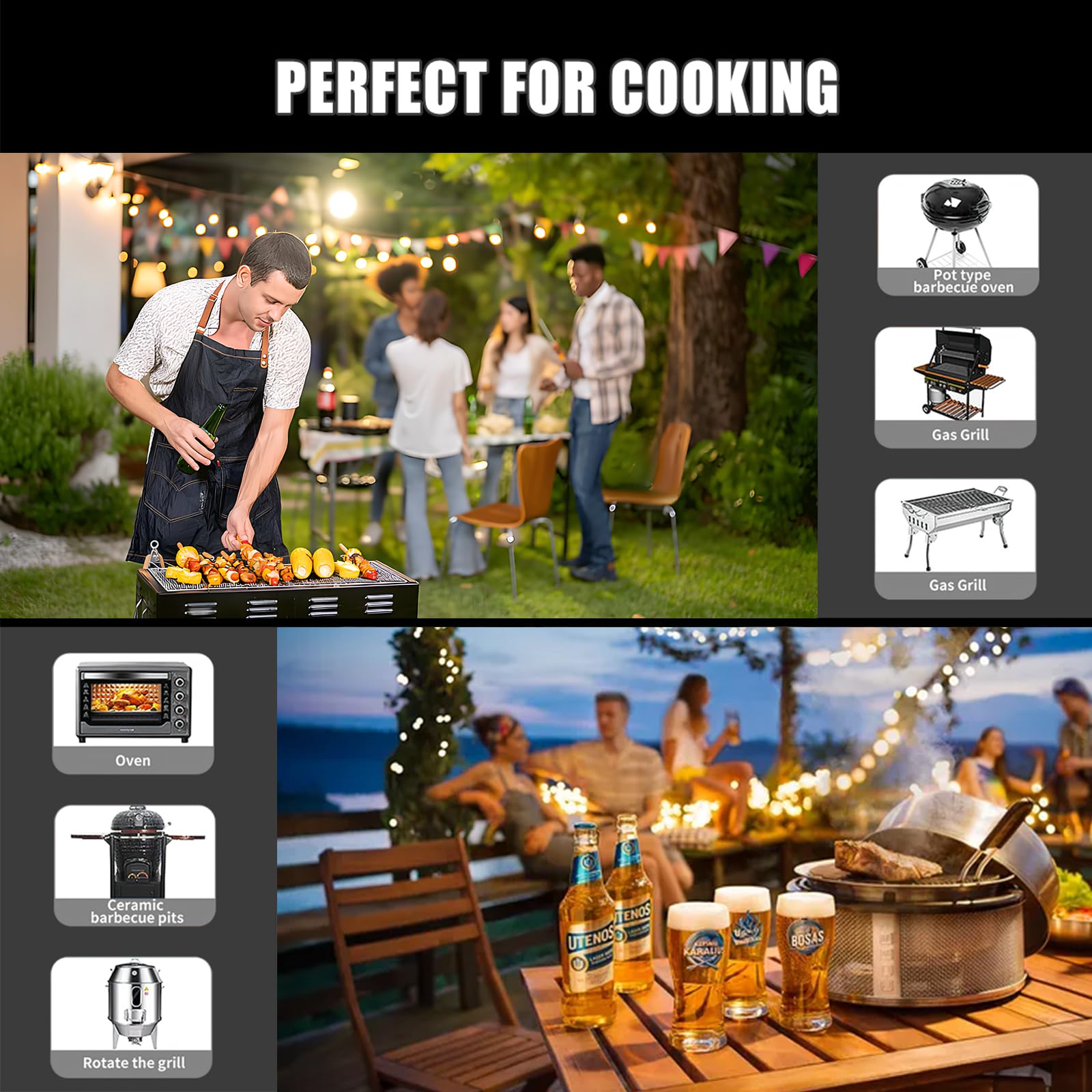 ANTELA Fleischthermometer Kabellos 200M Bluetooth 5.3 mit LCD Anzeige, Alarmfunktion, Digitales Backthermometer Meat Thermometer, für Ofen, BBQ, Grill, Raucher via APP