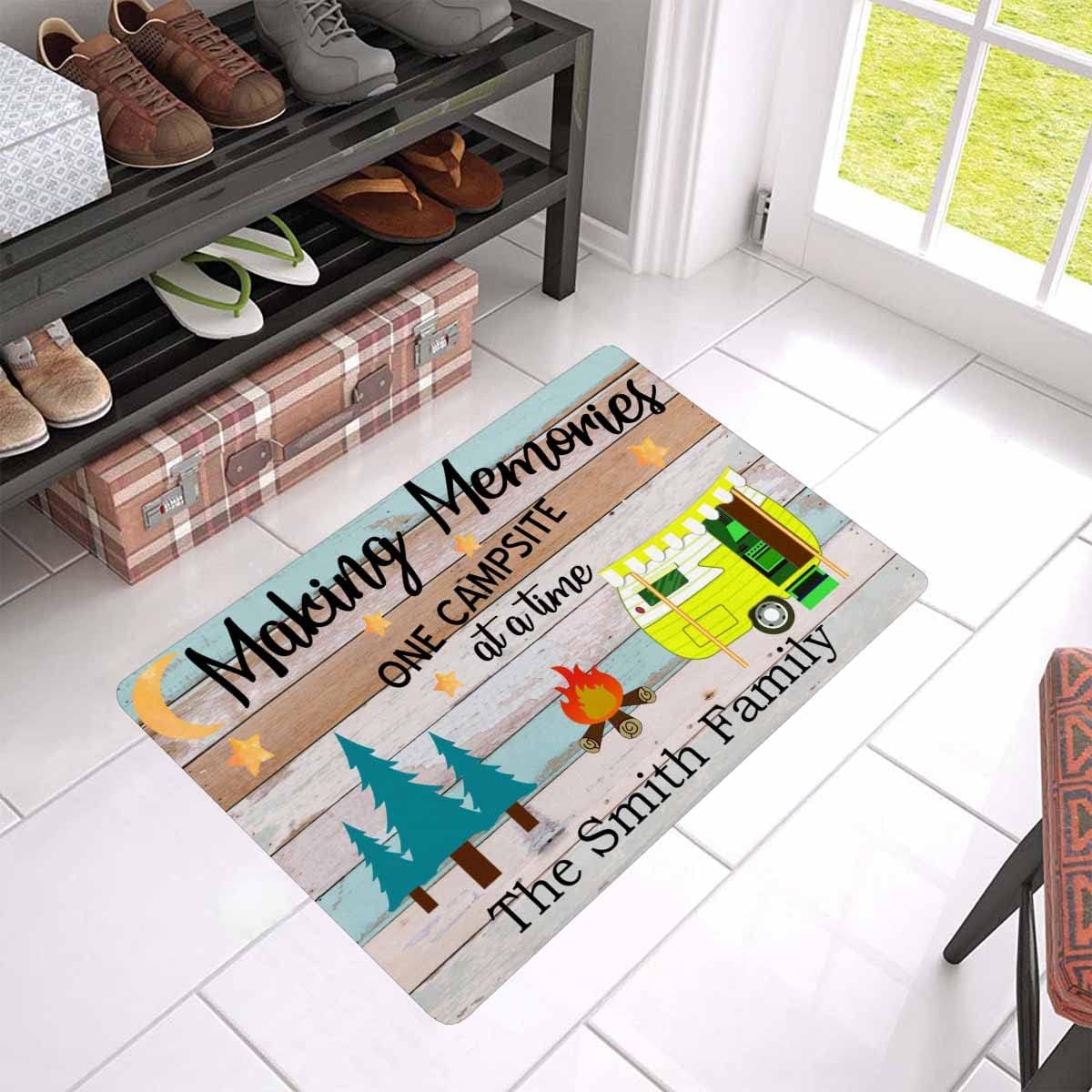 INTERESTPRINT Happy Camper Door Mat Custom Making Memories One Campsite at a Time rv Rugs for Inside 24" X 16"