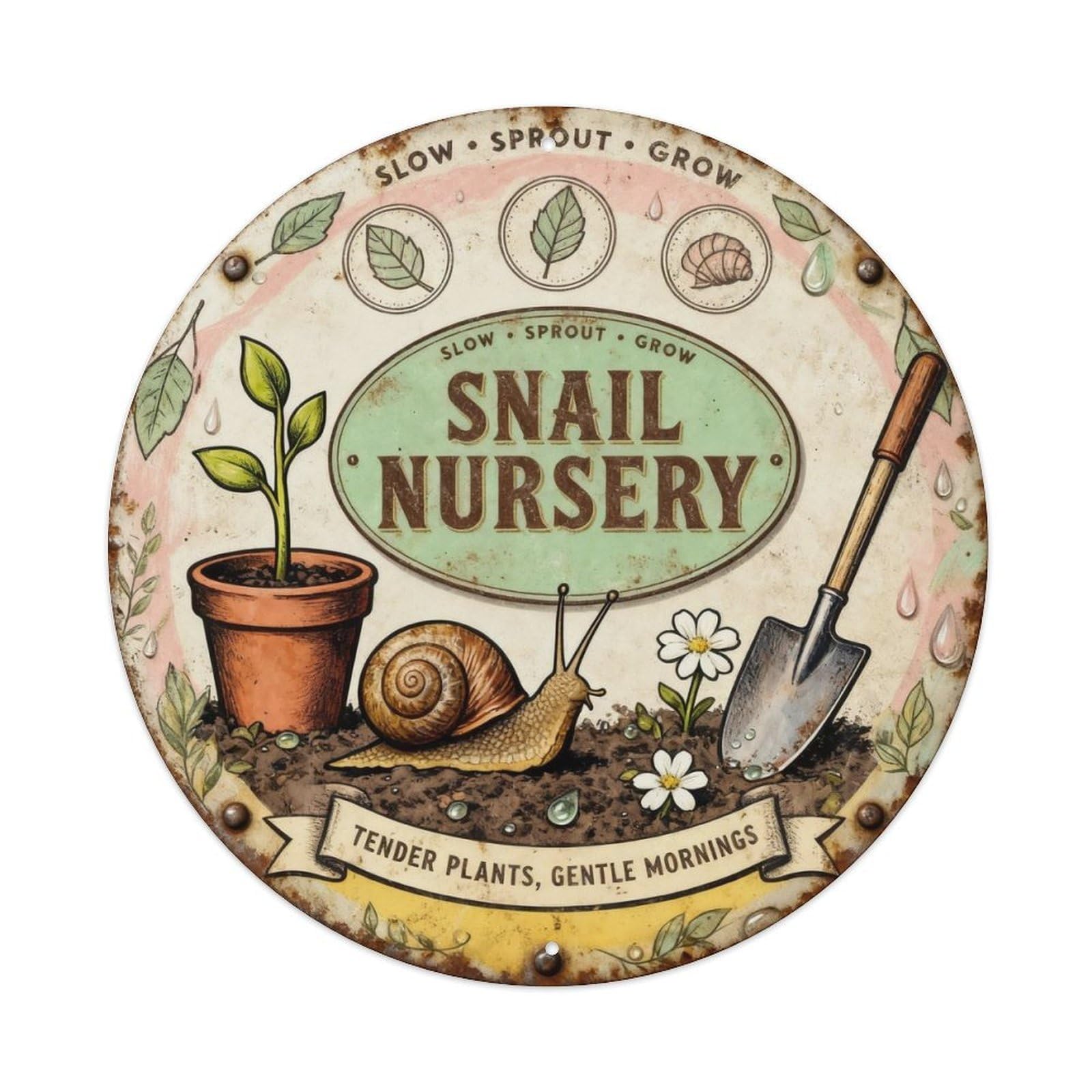 Snail Nursery Sign Metal Tin Sign Plaque