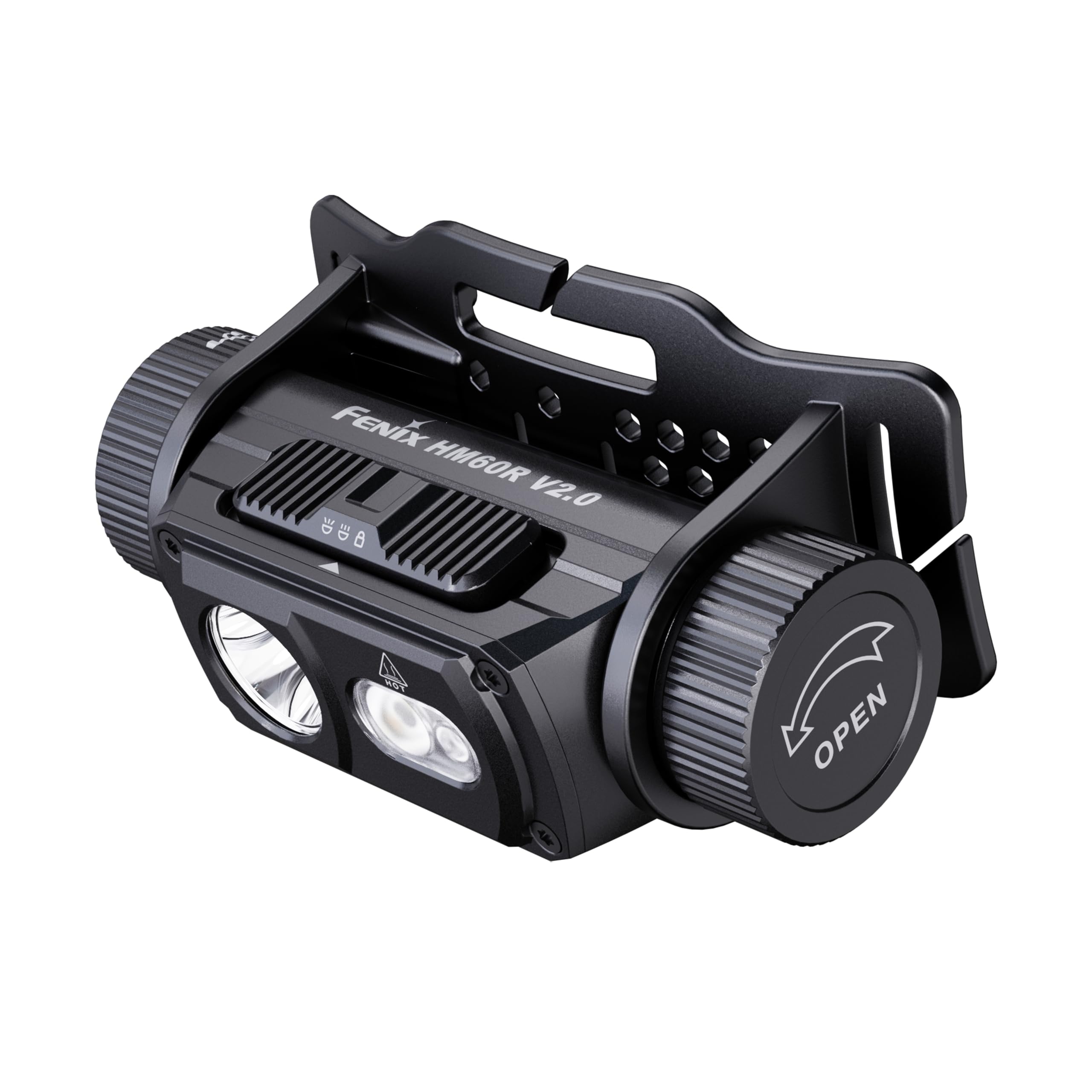 Fenix HM60R V2.0 - Linterna frontal recargable para exteriores | 1600 lúmenes | 170 m | 292 horas máximo | haz puntual, haz de inundación, luz roja/flash | Interruptor selector deslizante | IP68