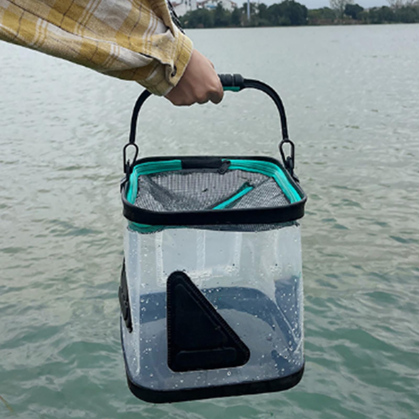 Contenitore per Acqua Pieghevole da 8/13 Litri, Secchio da Pesca con Corda, Grande capacità, Secchio da Trasporto, Secchio da Pesca da Campeggio Portatile