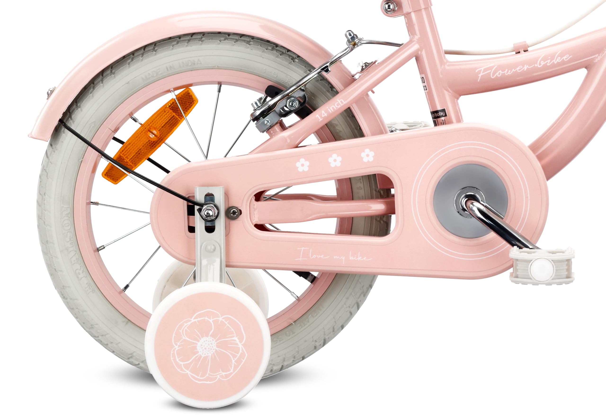 sun baby Kinderfahrrad 14/16 Zoll Flower Bike Retro - Mädchenfahrrad 3-6 Jahre, max. 50 kg - V-Brake-Bremsen, Stützräder, Klingel, Reflektoren, Stahlrahmen, verstellbar