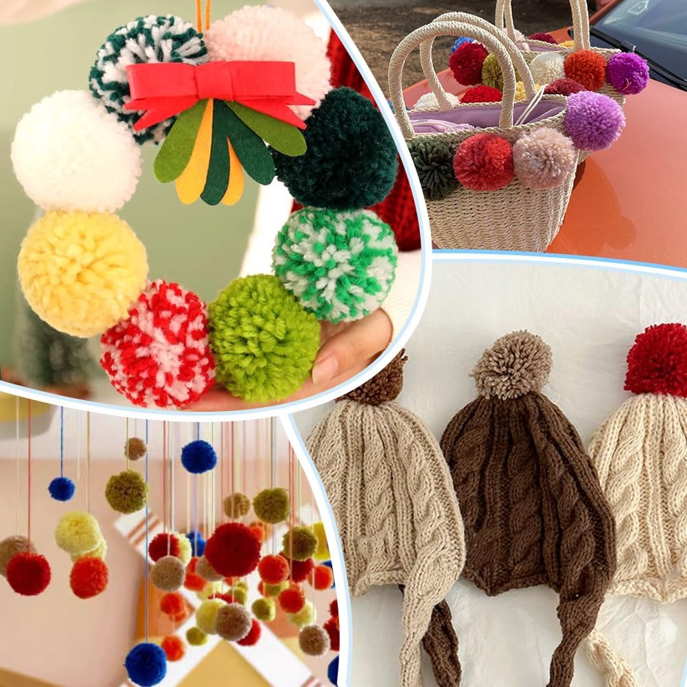 PH PandaHall 3 Sizes Pompom Maker Tool Set, Unfinished Wood Pompom Maker 1.5"/2"/3" H-Shaped Wool Ball Making Tool with Cutting Guides for Fluff Ball Weave DIY Wool Yarn Knitting Craft Project