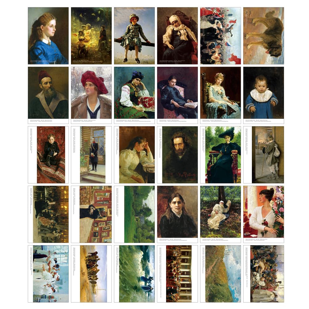 HOSTEESSCHOICE Beautiful Art Postcards set of 30 Russian Artist Ilya Yafimovich Repin Post card variety pack Famous Painting Scenery