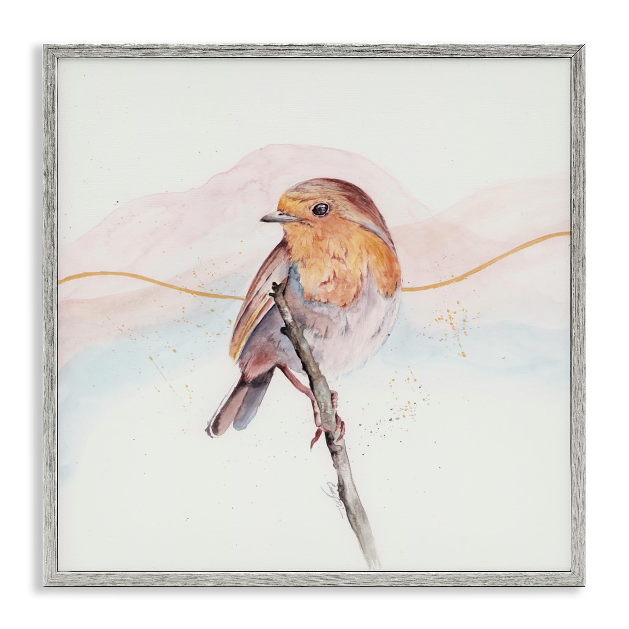 Stupell Industries Songbird Perched Subtlety White Framed Giclee Art, design by Cady Driver, 17 x 17
