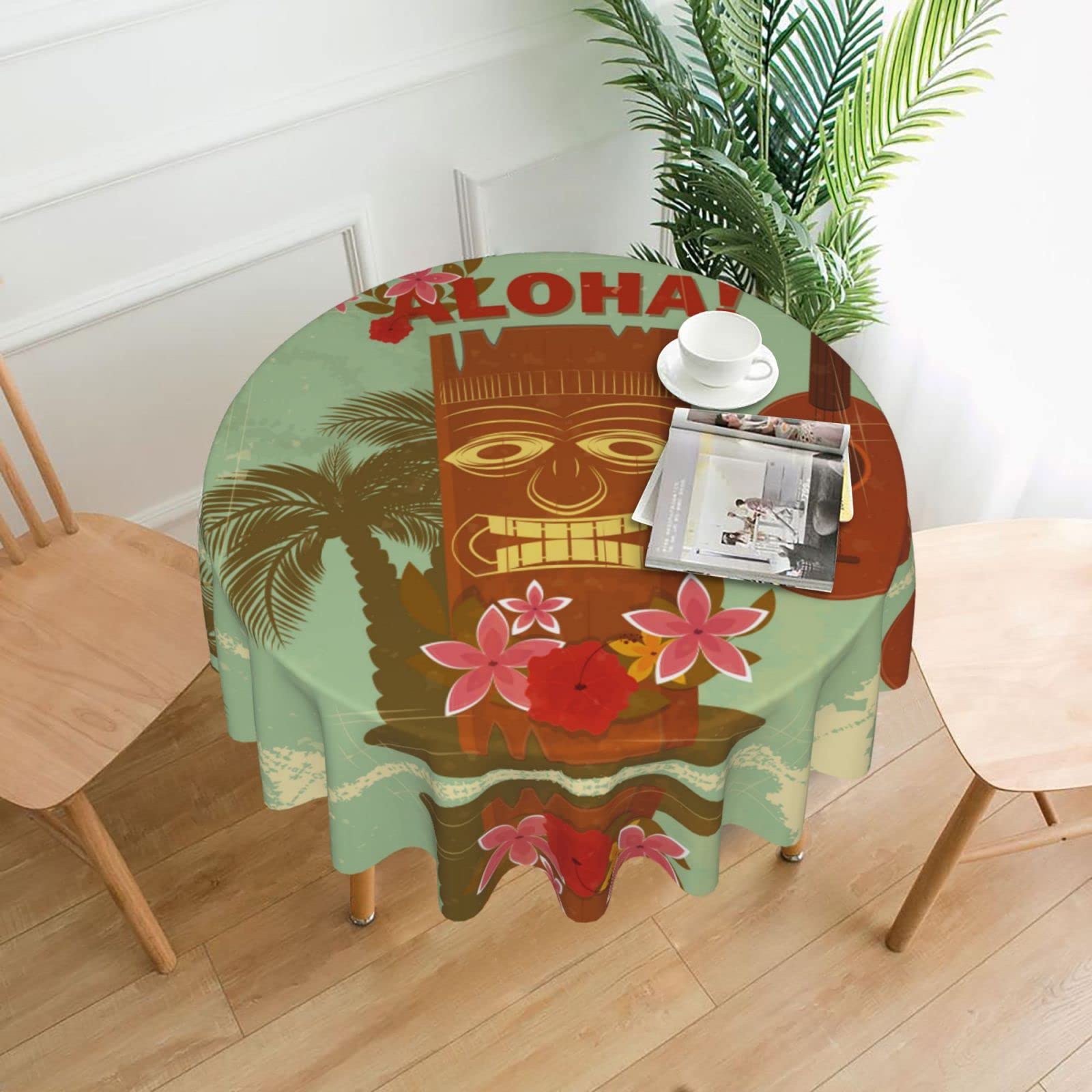 Lawenp Hawaii Decorative Round Table Cloths - 60 Inches in Diameter for Buffet Tables, Parties, Holiday Dinners.