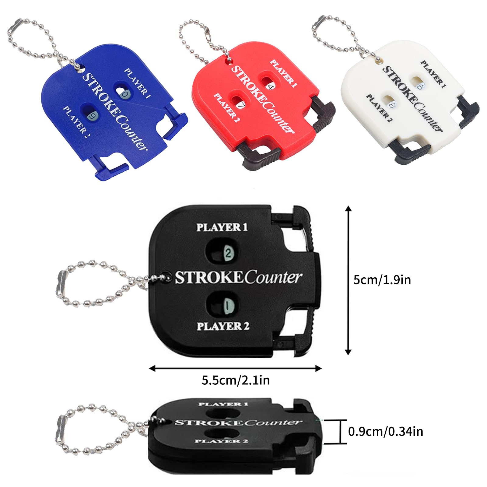 Contador De Puntaje De Golf 4 Piezas con Llavero para Golf