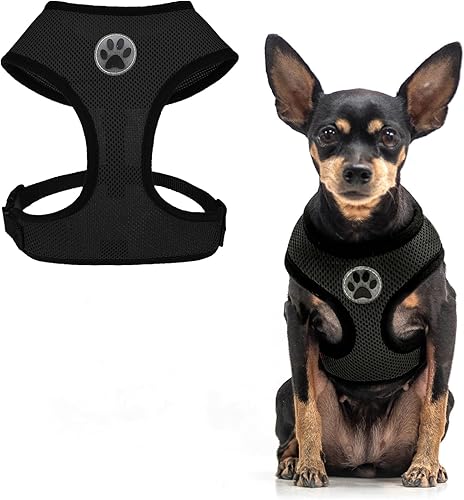 Arnés para perro de malla suave, chaleco para pasear mascota, arnés acolchado y ajustable para cachorro, s, Negro