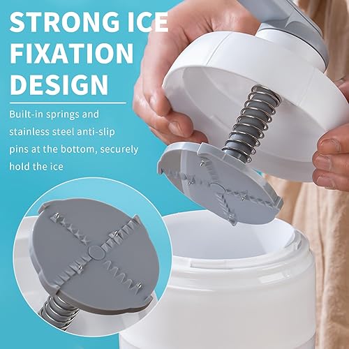 Miniatura 4 de Yanpoake Máquina de afeitar de hielo manual para cono de nieve, trituradora de hielo triturado portátil con 2 bandejas de cubitos de hielo gratis y