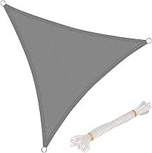 WOLTU Toldo Vela de Sombra Triangular 5x5x5 m HDPE Transpirable Prevención Rayos UV Solar protección 85% Resistente y para Jardín, Patio, Exteriores Arena, Gris