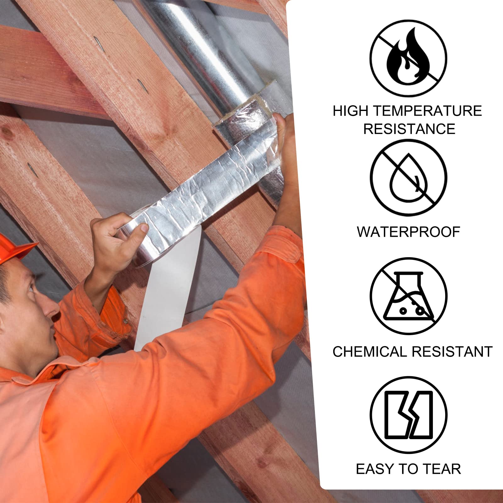 Nastro Adesivo In Alluminio 50m X 48mm - Resistente Alle Alte Temperature E Impermeabile - Foto 7