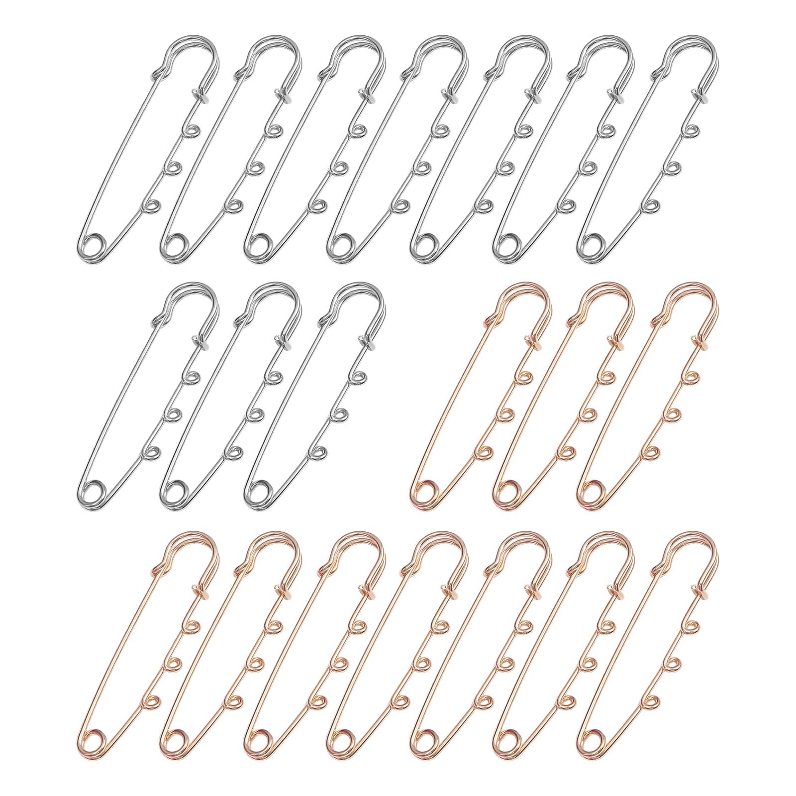 20 Pack Safety Pins Brooch Findings Metal Brooch Pin with 3 Loops 2 Inch Safety Pins for Shirts Purses Costume Design Findings Jewellery Making Craft
