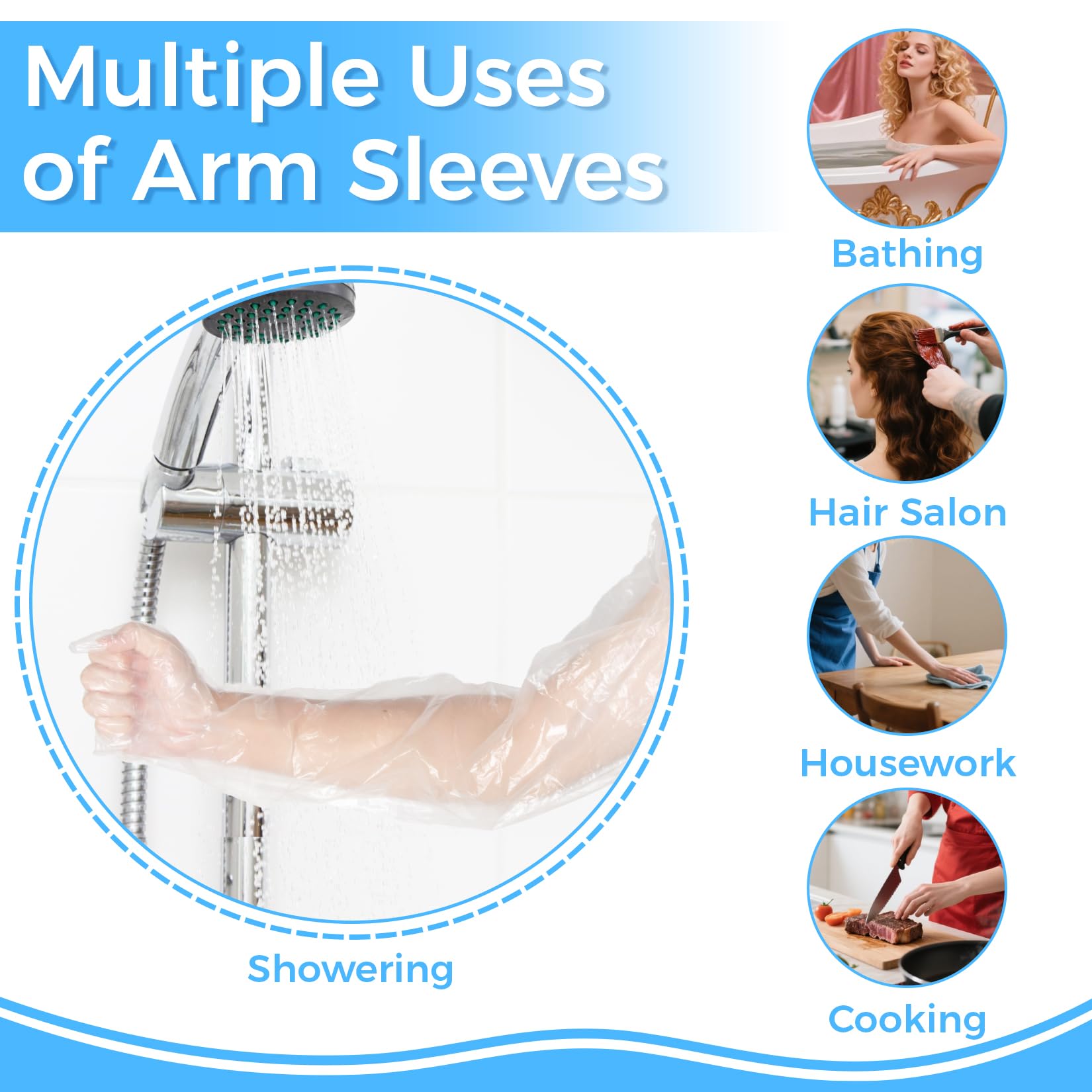 30-Pack Waterproof Arm Cast Covers - Extra Long Shower Protection Sleeves