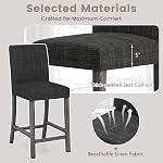 Giantex Modern Charcoal Grey Bar Stools, Set of 2, 24.5" Fabric Bar Chairs with Back, Footrest & Solid Wood Legs, Upholstered Wood Barstools for Kitchen Island, Home Bar, Cafe