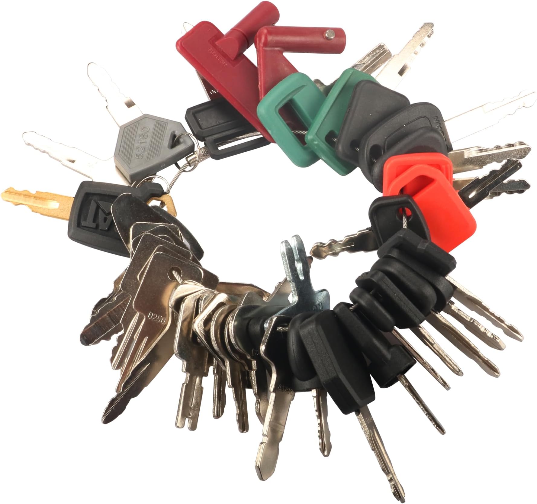 42 Heavy Construction Equipment Keys Master Set, Machine Operator Ignition Master Compatible with Caterpillar Bobcat JD Case JLG JCB Volvo Ford New Holland Yanmar Takeuchi Kubota Komatsu Toyota