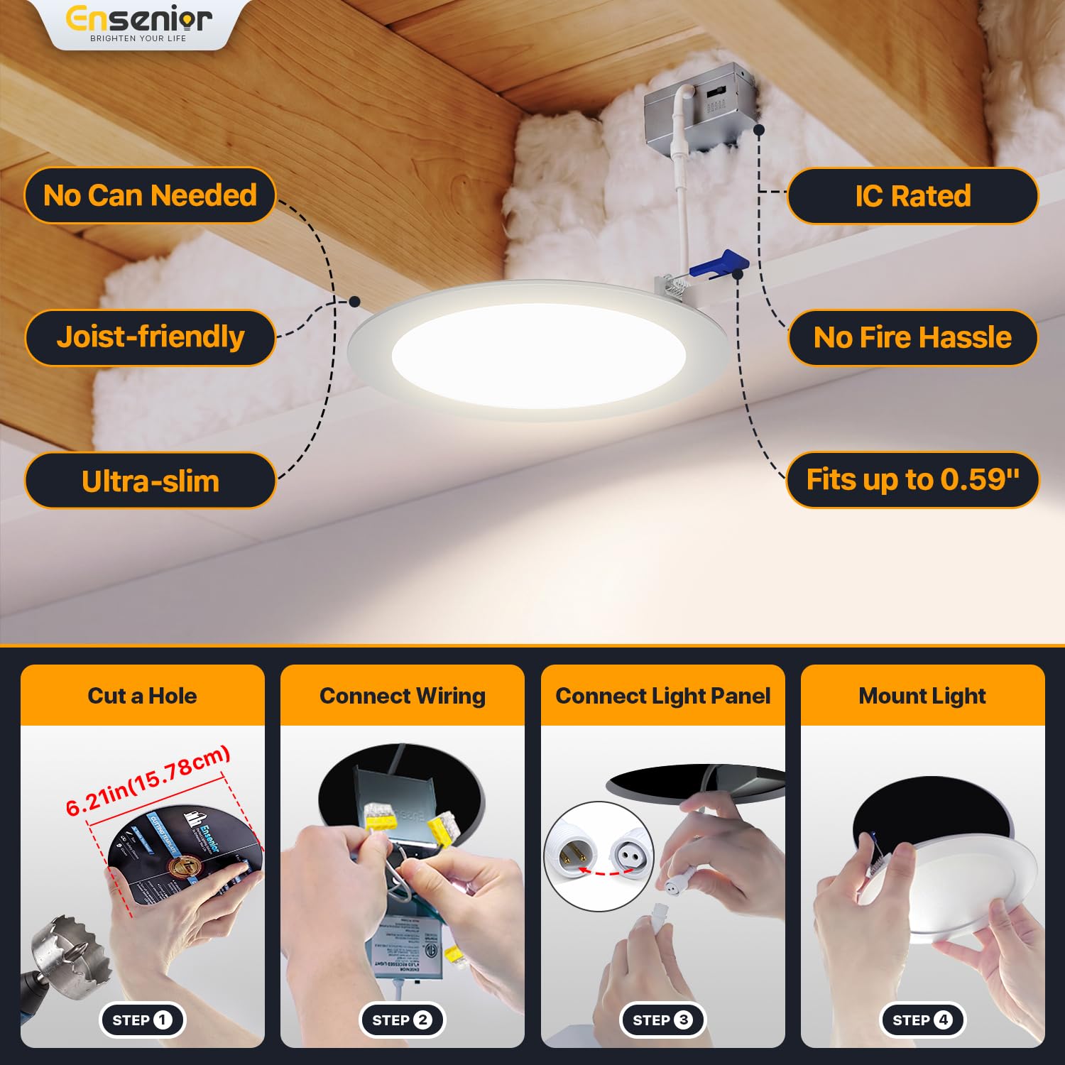 Ensenior 6 Inch LED Recessed Lights - 12 Pack -5 Ensenior 6 Inch LED Recessed Lights - 12 Pack -5