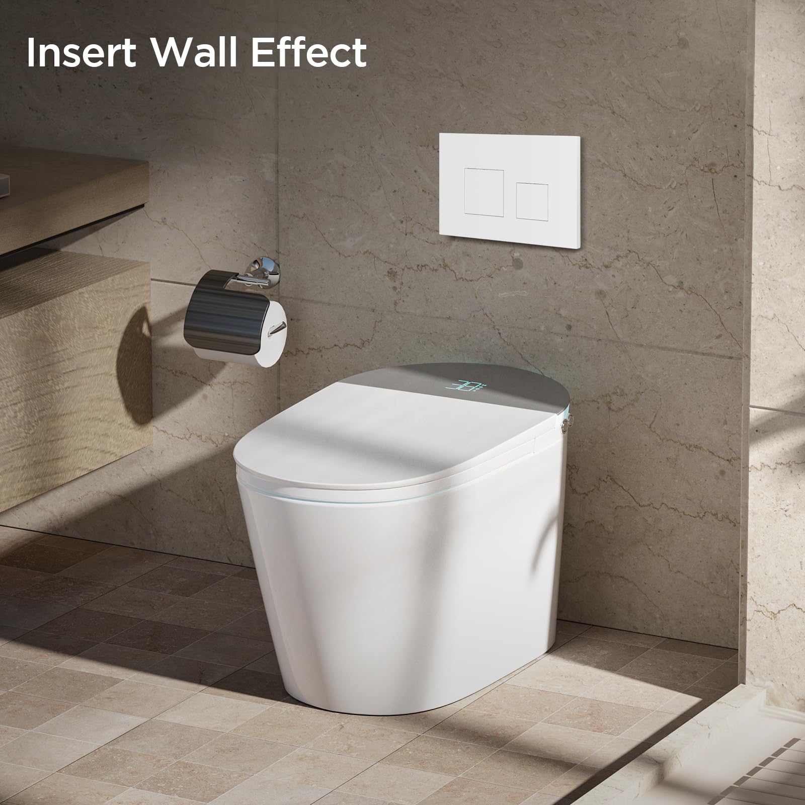 Plaque de Commande WC Suspendu,Plaque de Déclenchement,Double Déchargement,Avec Jeu De Tiges D'Échappement Et Cadre De Fixation,Compatible Avec Geberit Sigma 01,20,30,50,Up 320,300 (Blanche)