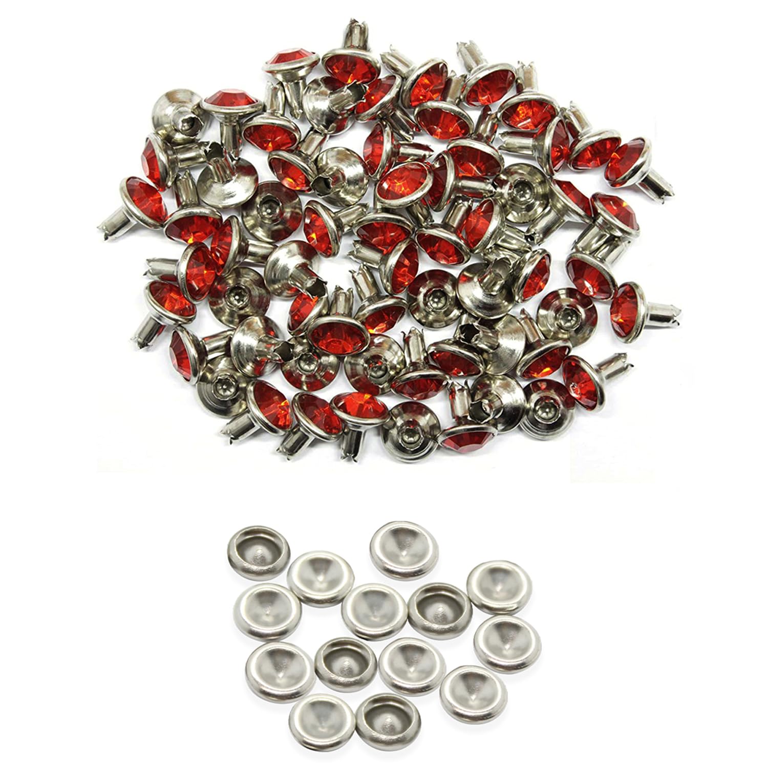 Trimming Shop Red 8Mm Crystal Rivets, Diamante Acrylic Rhinestone Studs With Pins For Diy Leathercrafts, Clothing Decoration, Arts & Crafts Projects, Purses Embellishment, 50Pcs