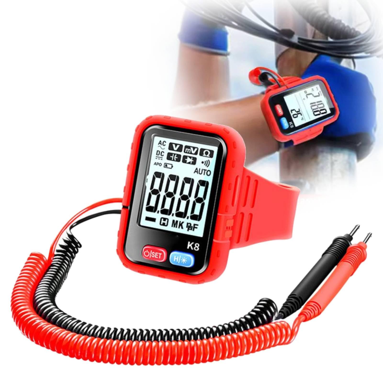 Digital Wrist Multimeter, Wristband Digital Multimeter Featuring Auto Manual Range Selection NCV Voltage Detection Power Off Function