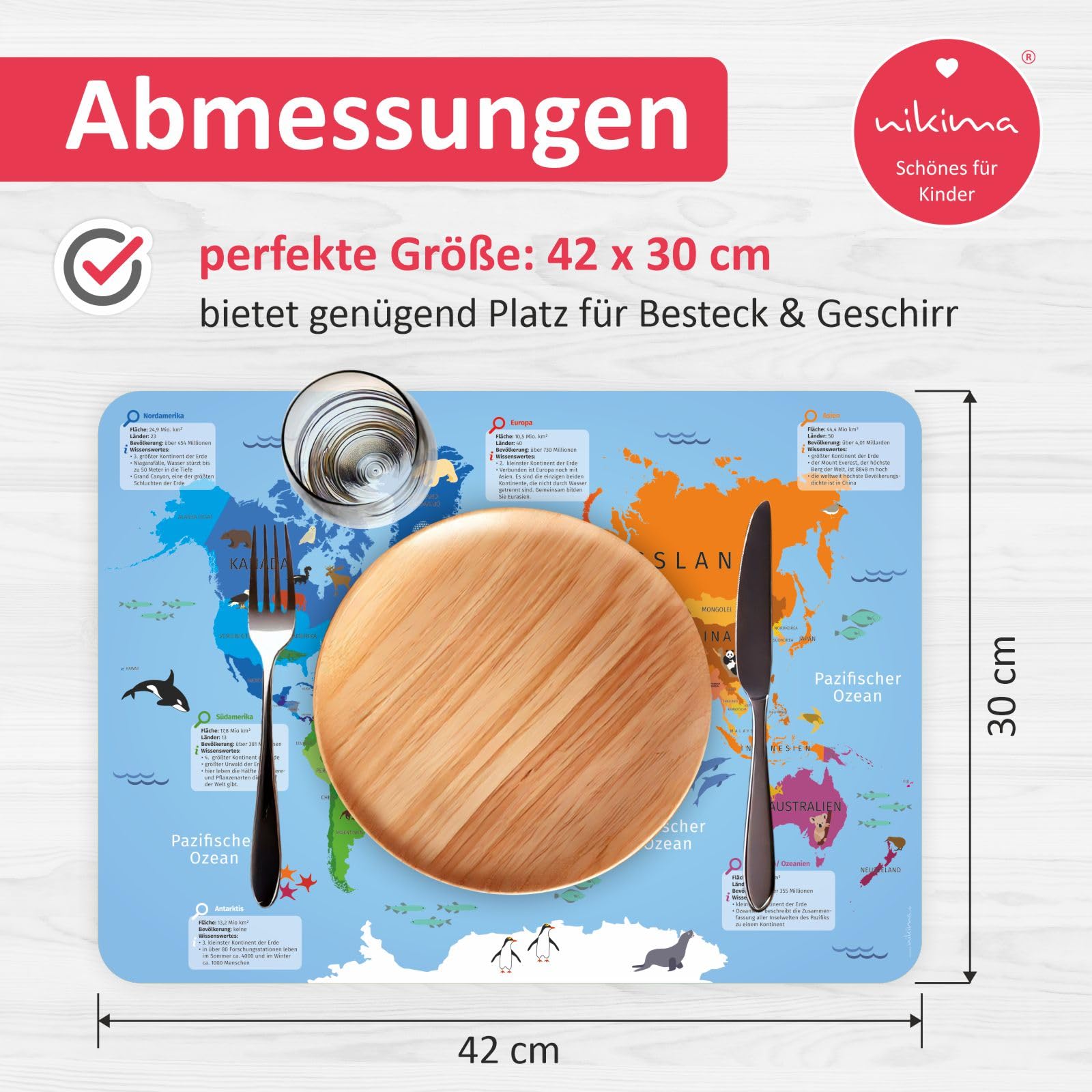 Vinyl-Tischset Für Kinder – Deutschland-Motiv, A3 (42x30 Cm), Wasserfest & Abwaschbar