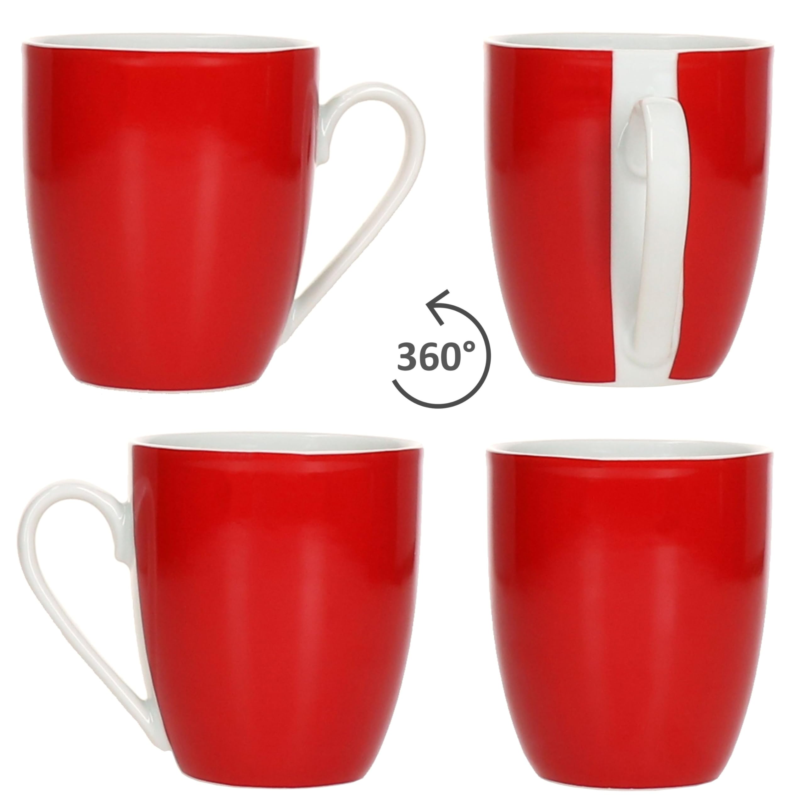 MamboCat Service de petit-déjeuner Variant rouge 18 pièces I 6 petites assiettes, bol 450 ml et tasse à café 350 ml, hauteur 10,3 cm pour 6 personnes I Vaisselle en porcelaine pour le petit déjeuner