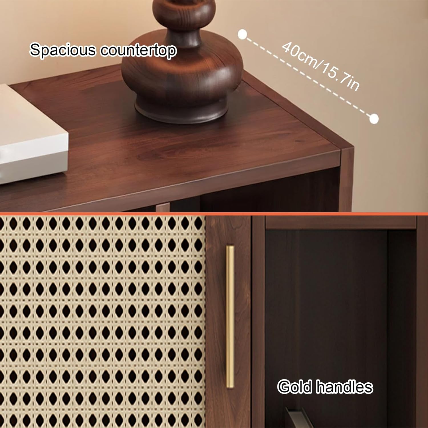 Wood Robot Vacuum Storage Cabinet, Hidden Sweeping Robot Organizer Rack with Door, Side Table for Dining Room, Kitchen, Home Office - Black, 40cm/15.7in