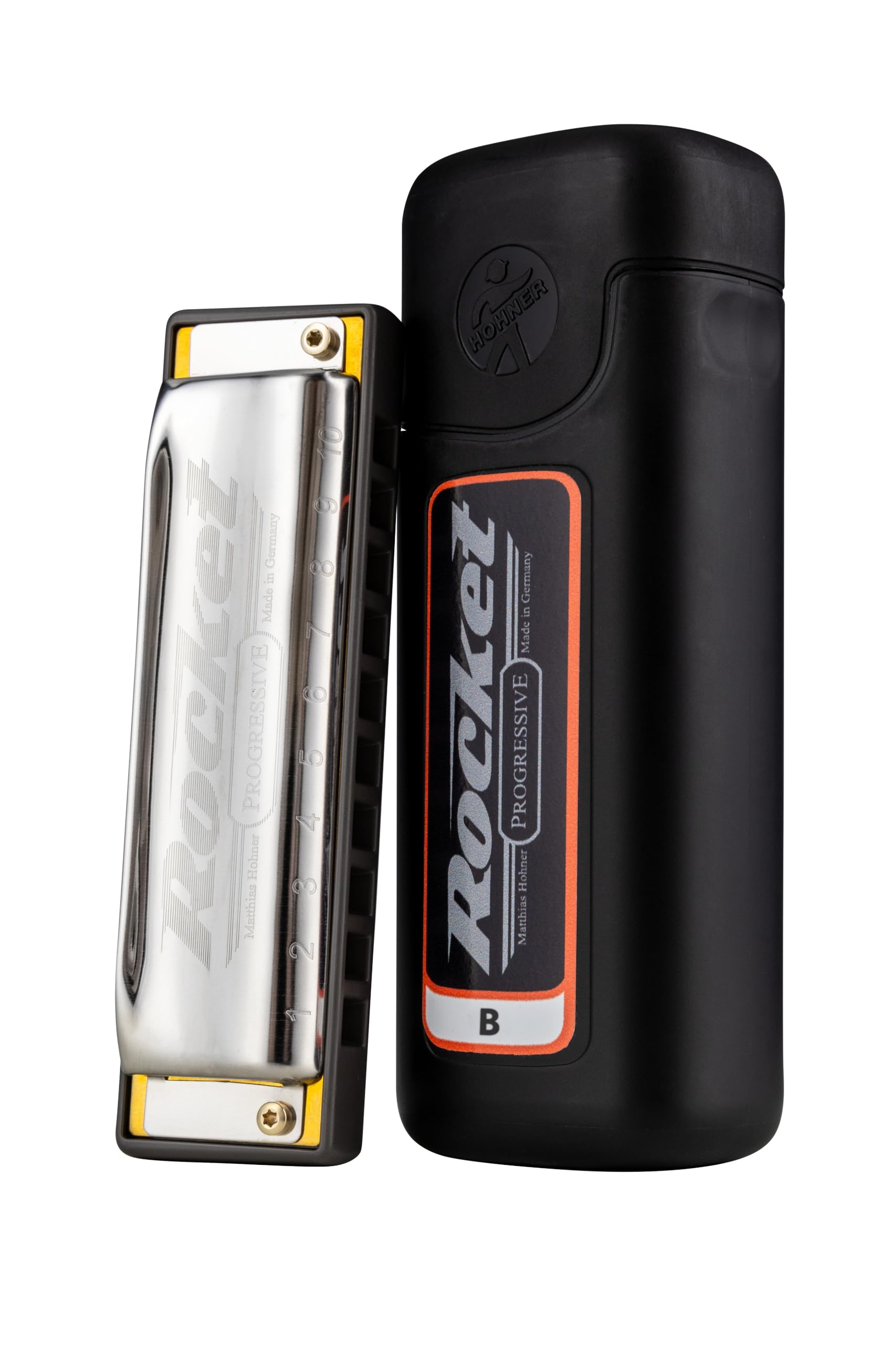 Hohner Progressive Rocket Harmonica B Major (M2013126P), Silver