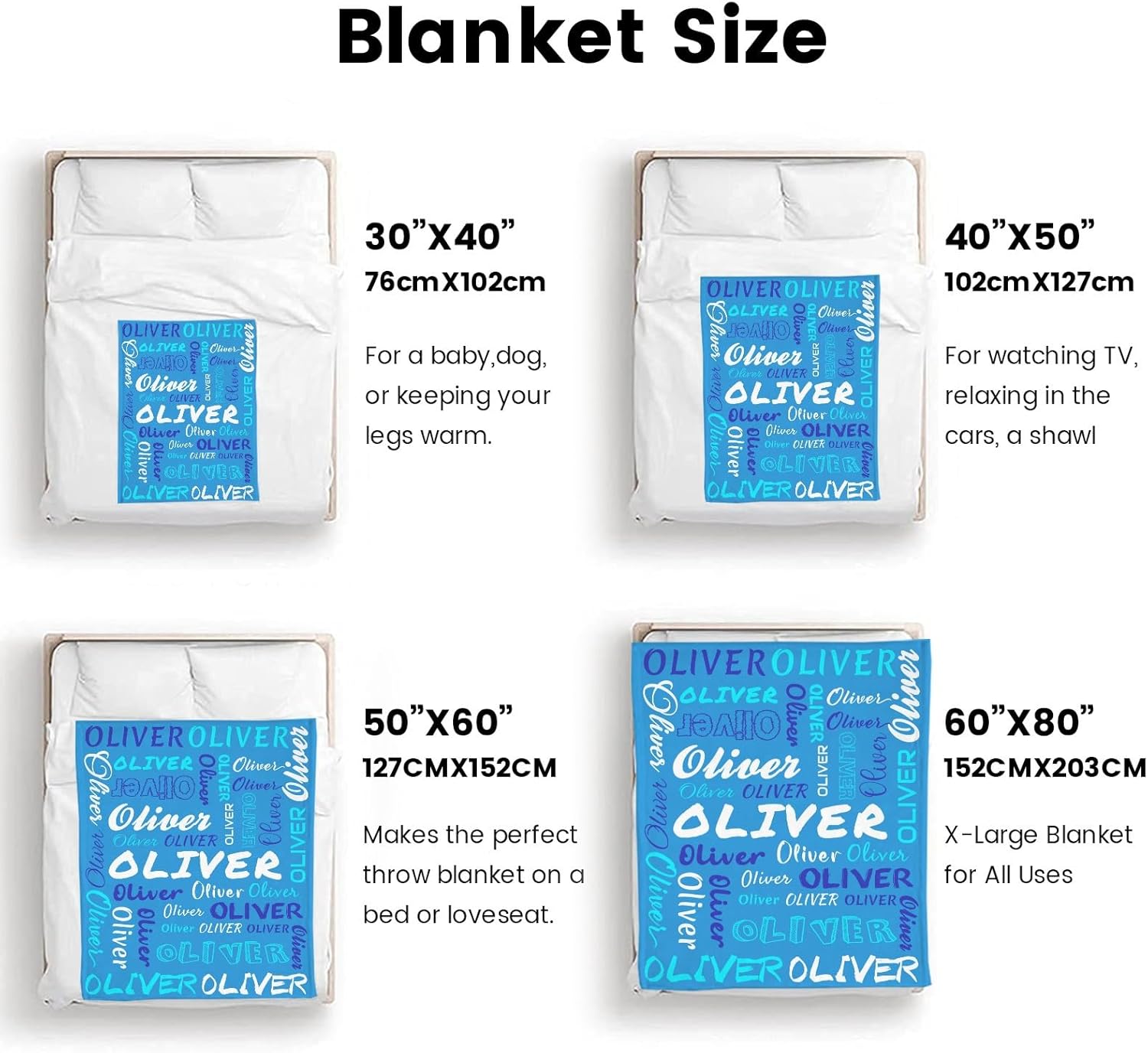 Personalized Blankets and Throws - Custom Blanket with Name for Adults Kids - Personalized Name Throw Blanket Birthday Christmas Valentine's Day Graduation